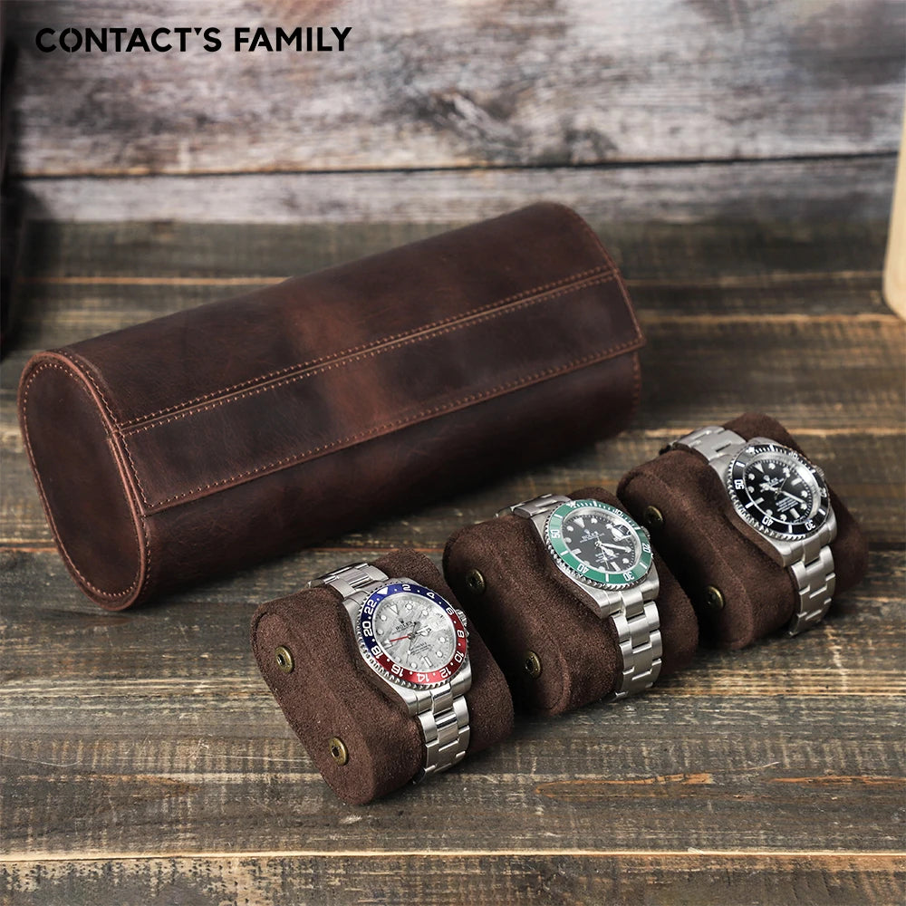 MERIDIAN Expedition Roll — crazy horse leather 3-watch roll