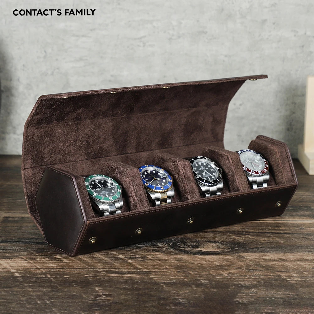 MERIDIAN Heritage Roll — vintage leather 4-watch roll