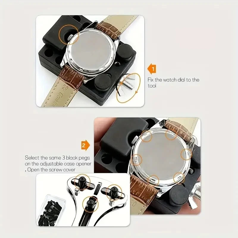 Caseback Kit in use on watch strap